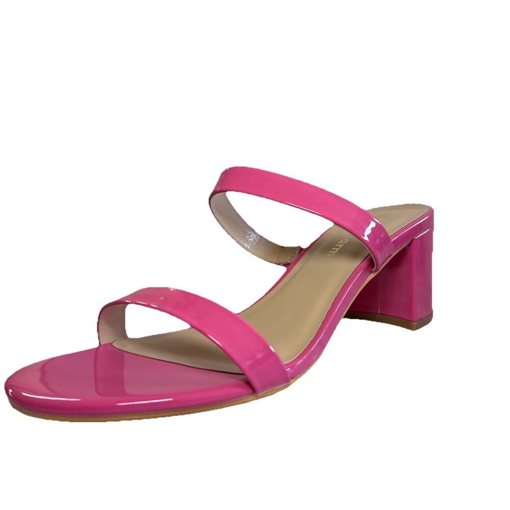 Heels Charm Women's Chunky Block Low Heeled Sandals Rose Size 7.5